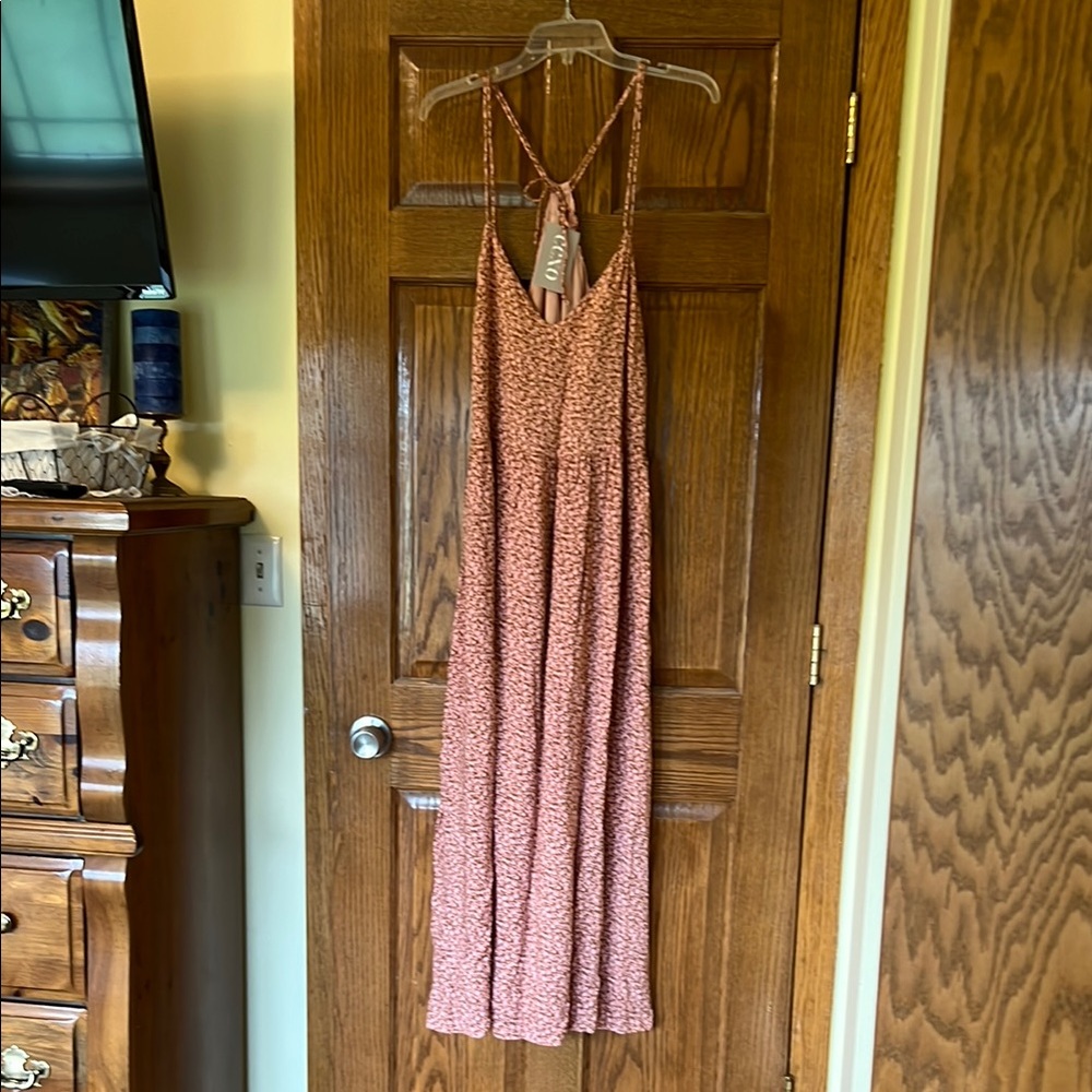 Mystree Pink Halter Sundress Sleeveless Casual